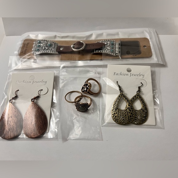 Jewelry - Assorted Jewelry Set with Earrings, Rings, and Apple Watchband.